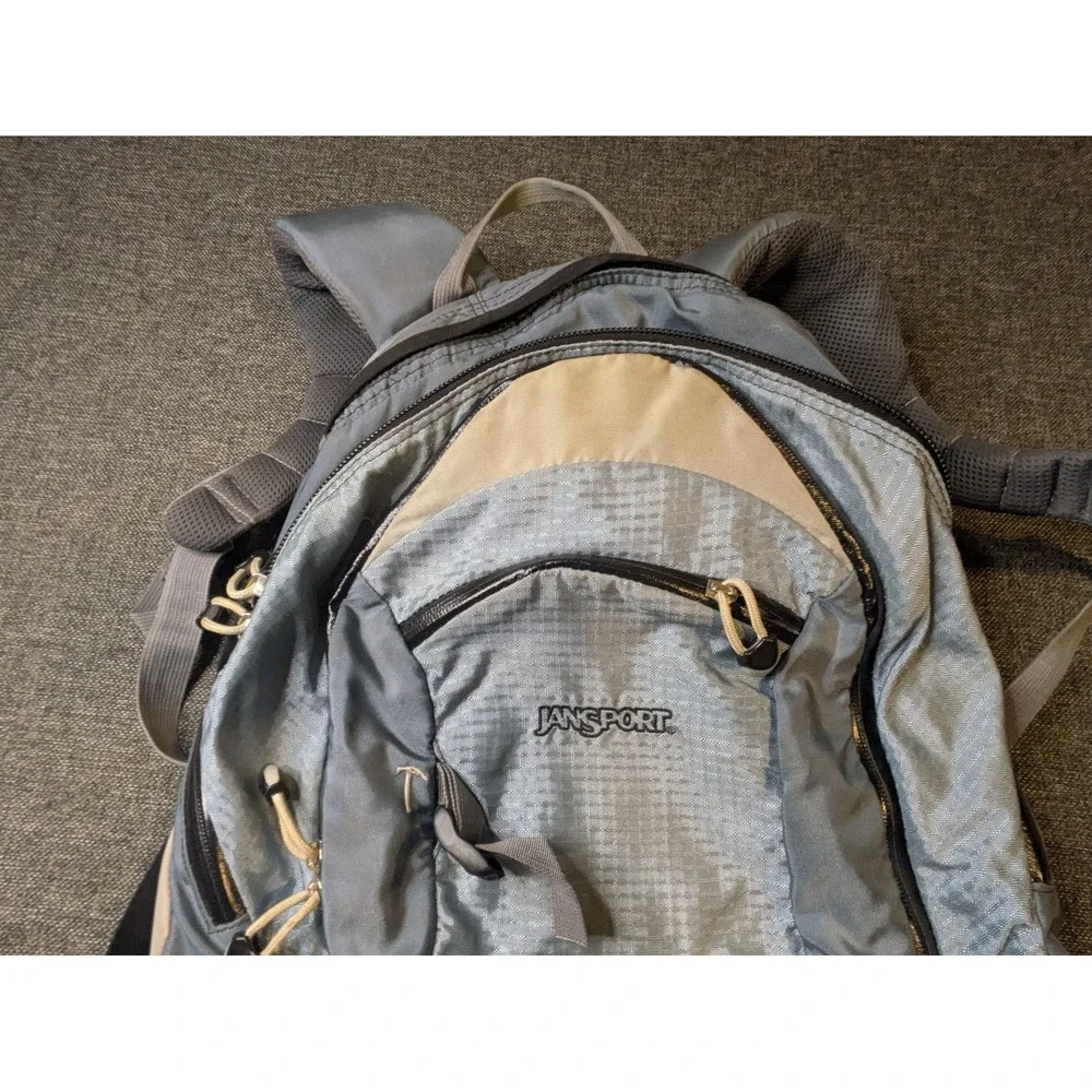 Vintage Jansport Airlift Nova Backpack Blue Retro Hiking Bag Multiple Pockets